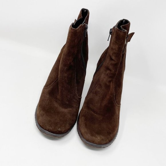 Strictly Comfort Womens Brown Suede Leather Zip, Heel Bootie Size 10 - Picture 4 of 11